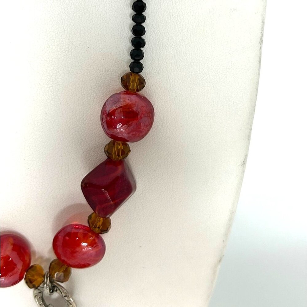 DayGlow Orange Necklace Glass & Acrylic Beads Glows Under Blacklight - Picture 8 of 10